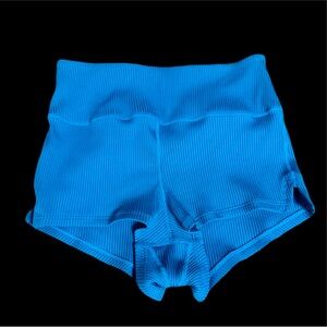 Vibrant Turquoise Blue High Waist Women's Shorts